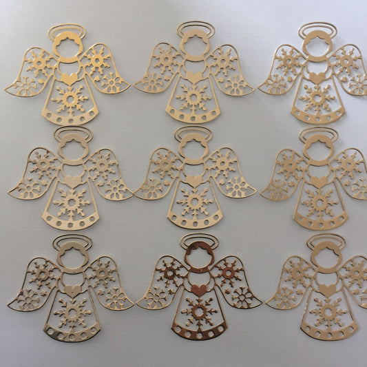 9 Gold INTRICATE ANGEL Christmas Card Making Die Cuts