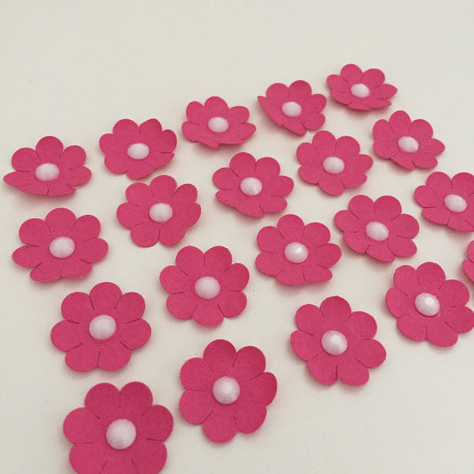 20 Small PINK FLOWER Valentine/Wedding Card Making Toppers