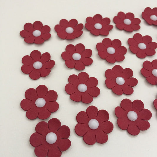 20 Small RED FLOWERS Valentine/Wedding Card Making Toppers