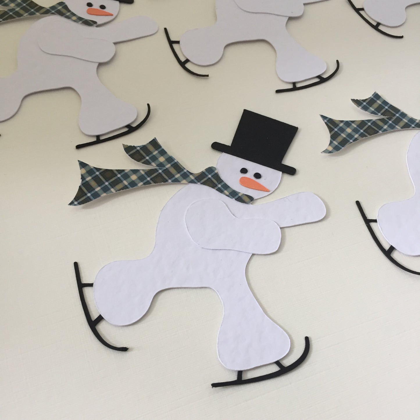 5 SKATING SNOWMEN Handmade Christmas Die Cut Card Making Toppers
